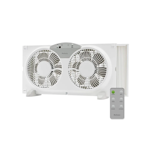 HOLMES 9" Twin Digital Window Fan, Reversible Airflow Blades, In/Out Exchange, 3 Speeds, Built-In Extender Panels, Ideal for Home, Bedroom or Office, Remote Control, White