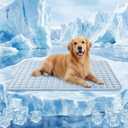 FunFurry Cooling Mat for Dogs59"X40" Extra Large Pet PadQ-Max>0.5 Rapid Cooling Dense Weave FabricWashable Kennel Mat with Non-Slip Bottom (Light Blue, XXL)