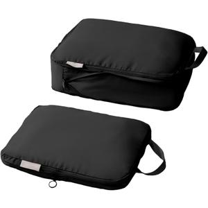 tianzong Compression Packing Cubes for Suitcases, Luggage Organizer Bags Set for Travel (Black, 2 Pack Large)