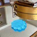 GRAHAM DESIGN Scalloped Acrylic Drink Coaster Set 4Pack with Holder  Blue Minimalist Beverage Coasters, NonSlip Table Protector, Modern Housewarming Gift