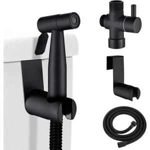 Handheld Bidet Sprayer for Toilet, Stainless Steel Handheld Sprayer Kit with Bidet Hose for Feminine Wash, Bidet Attachment for Toilet - Adjustable Water Pressure Control & Easy to Install (Black)