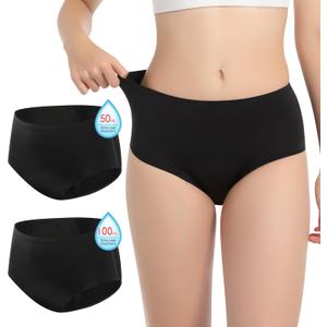 Carer Incontinence Underwear for Women Washable Leak Proof Underwear for Women Reusable Bladder Leak Underwear for Womens Incontinence Postpartum Leakage Protective Panties 50ML to 100ML, 2 Pack, M