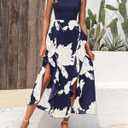 BTFBM Women Casual Sleeveless Summer Dresses 2025 Spring Crewneck Patchwork Boho Floral Ruffle Cocktail Party Midi Dress (Blue, M)