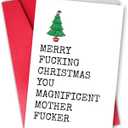 2 x Funny Christmas Card with Christmas Tree, Naughty Holiday Gift Ideas, Adult Funny Merry Xmas Card for Men Women