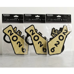 3 x NYE Paper Glasses and Tie 3PK
