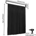 U Shaped Room Divider Curtain, Black Privacy Partition with Metal Support Frame, Wall Mounted Folding Screen for Fitting Room, Beauty Salon, Bedroom, Hospital, SPA