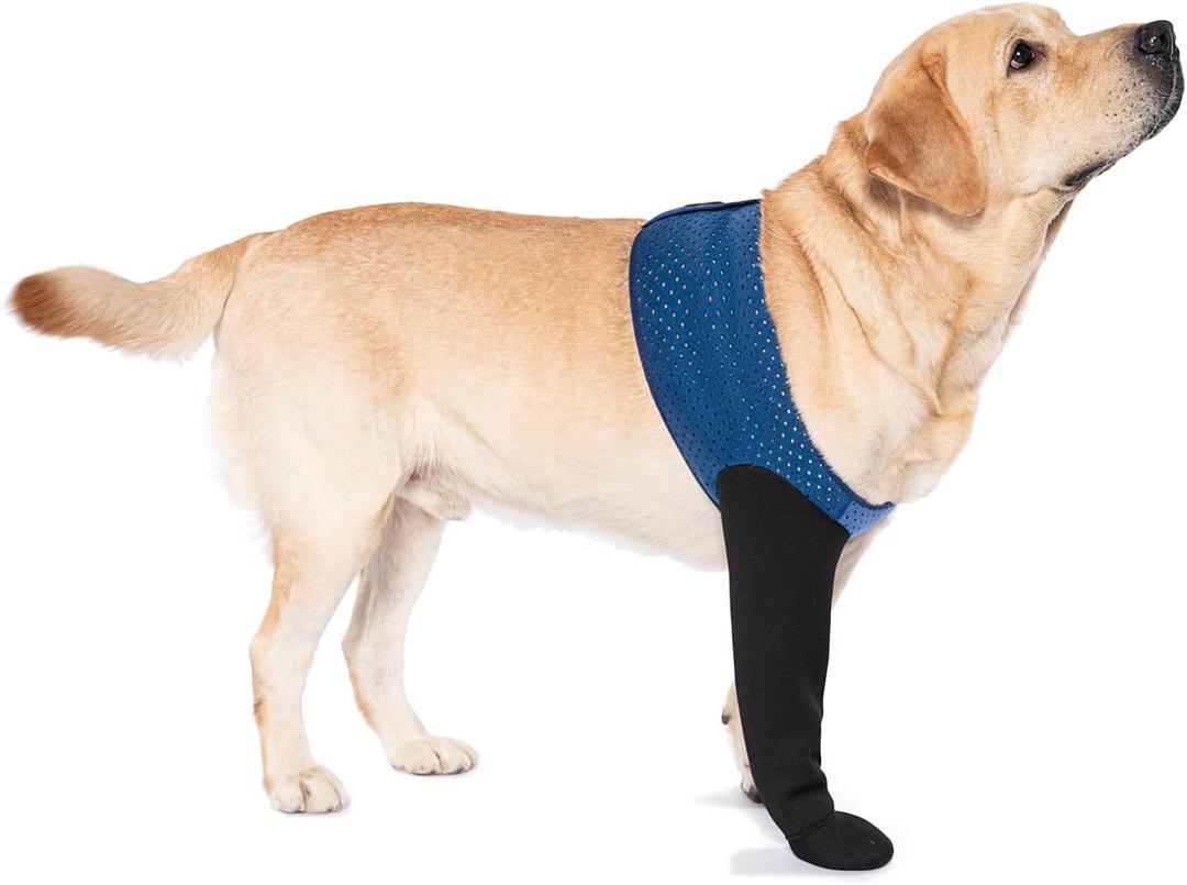 COODEO Dog Socks to Prevent Licking Paws, Healing Boots & Paw Protectors with Non-Slip Bottoms for Wound Protection, Waterproof Sleeve Shoes for Licking Blue XL Left