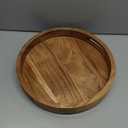 Samhita Round Serving Acacia Wooden Tray with Handles for Serving Beverages & Food on Bar Living Room Home Dining Table (12" x 12" x 1.6")