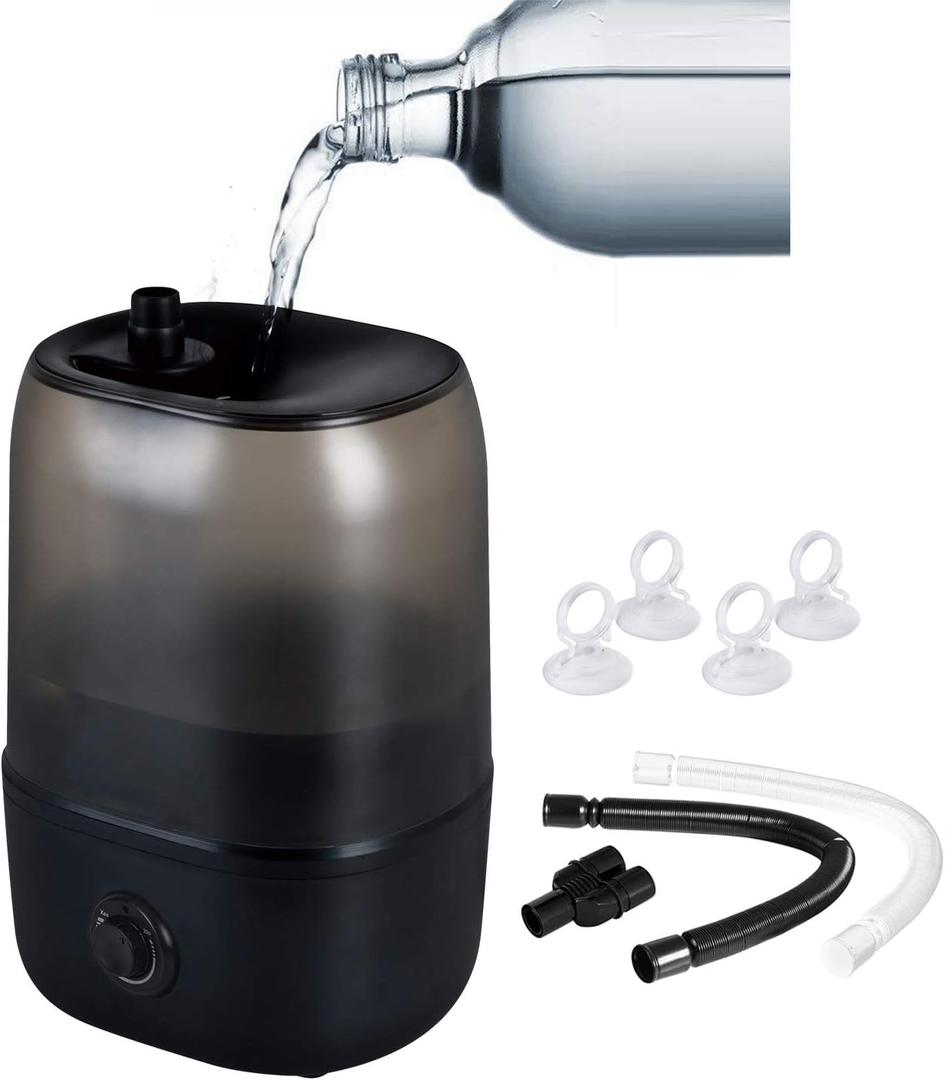 WACOOL Adjustable Reptile Fogger Terrarium Humidifier, Large Tank Fog Machine with Double Hoses & 4 Liter Reservoir, Large Tank Terrarium Humidifier for Reptiles/Amphibians/Herps/Vivarium