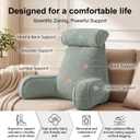 Corduroy Reading Pillow for Sitting Up, Bed Rest Pillow with Arms, Detachable Headrest, Side Pockets & Washable Cover, Back Support for Sofa Couch Relaxing, Grey Green