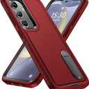 BaHaHoues for Samsung Galaxy S24 Case, Samsung S24 Phone Case with Built in Kickstand, Shockproof/Dustproof/Drop Proof Military Grade Protective Cover for Galaxy S24 6.2 inch (Red/Black)