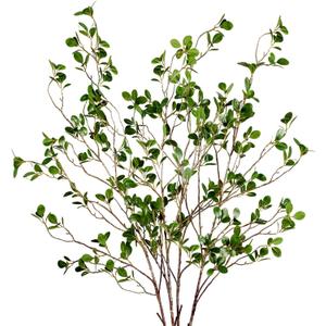 Sggvecsy 43 4Pcs Artificial Ficus Branches Faux Leaf Spray Green Eucalyptus Branches Artificial Greenery Stems Fake Ficus Twig Plants for Home Office Wedding Vase Filler Shop Decoration