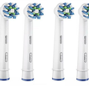 Oral-B Pro Cross Action Electric Toothbrush Head, X-Shape and Angled Bristles for Deeper Plaque Removal, Pack of 4 Toothbrush Heads, Whit