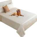 fuguitex Waterproof Dog Blanket Bed Cover Dog Crystal Velvet Moroccan Fuzzy Cozy Plush Pet Blanket Throw Blanket for Couch Sofa(82 * 102 inch, Cream+Beige)