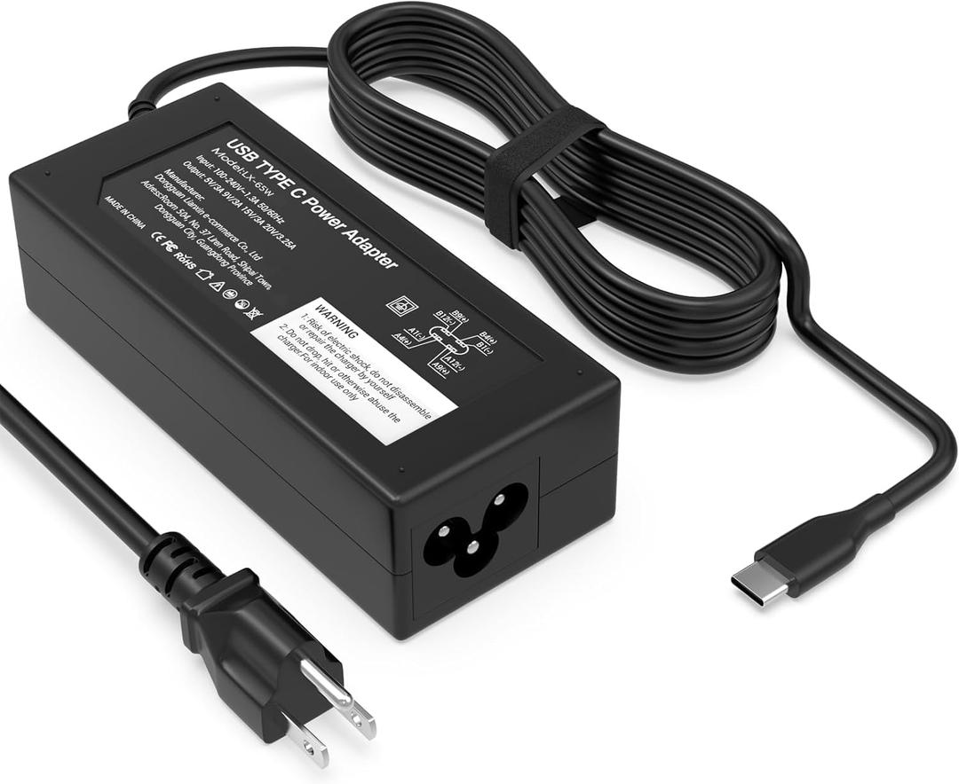 65W USB C Laptop Charger Compatible with Dell Laptop and More USB Type C Power Adapter