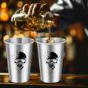 Skull Stainless Steel Beer Cups, Skull Gifts for Goth Fan, Stackable Camping Mugs for Outdoor Indoor Activity, Father's Day Halloween Christmas Gifts for Men Women, 500ML(2 Pack)