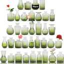 Glass Bud Vases Set of 36PCS, Small Flower Vases for Wedding Centerpiece Table Decoration, Vintage Vase in Bulk for Flower Arrangements, Mini Vase for Birthday Party, Festival Home Decor,Green