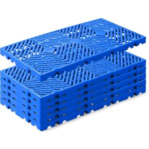 Kerbaeo Interlocking 6 Pcs Plastic Pallets for Basement Storage with Moisture Proof & Breathable Grid, Lightweight Floor Pallets for Garage, Supermarket, Indoor & Outdoor Use, 23.6"x11.8"x1.18", Blue | Breathable material