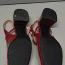 Ankis Mary Jane Chunky Low Heels Dress Shoes for Women Slingback Square Closed Toe Heels Wedding Party Pumps (11, Burgundy Patent)