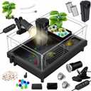 GOZILLA Small Turtle Tank Kit(Tank+Lamp+Filter), Acrylic Turtle Starter Kit with Adjustable Lamp, Reptile Habitat and Terrarium with Multi-Functional Areas for Small Reptiles. (Black Kit)