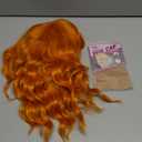 AISI HAIR Orange Synthetic Wavy Curly Bob Wig with Bangs Short Wavy Hair for Women Synthetic Heat Resistant Bob Wigs