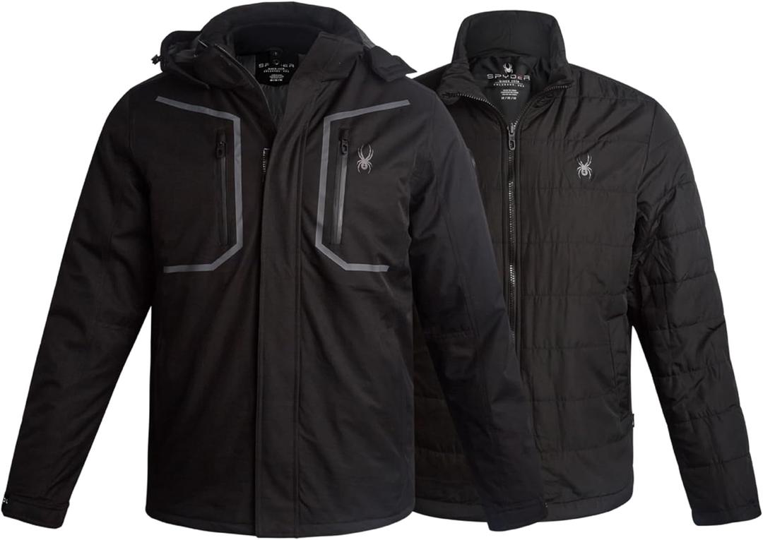 Spyder Mens Ski Jacket - 3-in-1 System Snow Waterproof Winter Jackets for Men - Mens Snowboard Jacket with Detachable Hood, Size Small