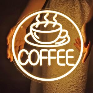 Britrio Coffee Neon Sign for Home Cafe Bar Kitchen Dinning Room Light Birthday Party Bedroom Restaurant Pub Man Cave LED Wall Art Decoration Holiday Gift 5V USB Powered Warm White