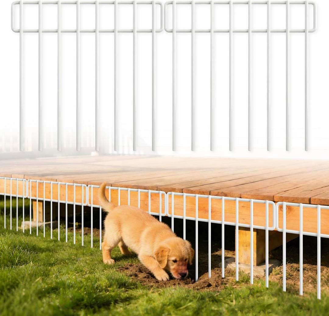 HIHADUUM 20Ft(L) X 13Inch(H) Animal Barrier Fence - 14 Pack White Garden Fence Animal Barrier Panels Metal No Dig Fence Panels Rustproof Border Fencing for Dog Rabbit Protection Yard Garden Outdoor