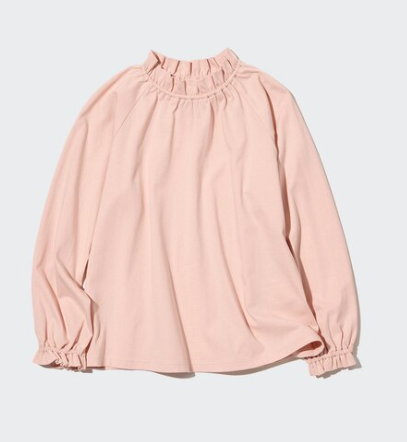 Womens Cotton Ruffle Shirt (Small, Pink)