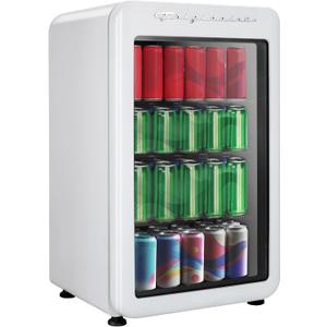 Frigidaire Retro Compact Refrigerator with Glass Door, 3.2 cu ft Countertop Fridge, Rounded Corners, Premium, for Office, Bedroom, Dorm Room, Cabin (WHITE)