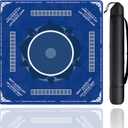 RUINAER Mahjong Mat for Table, 31.5" x 31.5" Non-Slip Noise Reduction with Storage Bag, Mahjong Mat with Rules for Table, Mat for Gifts, Mahjong, Poker, Board Games, Dominoes