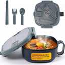 AI LOVE PEACE Microwavable Ramen Bowl Cooker with Lid - Leakproof Noodle Container with Built-In Utensils, BPA-Free, Dishwasher & Freezer Safe [Navy]