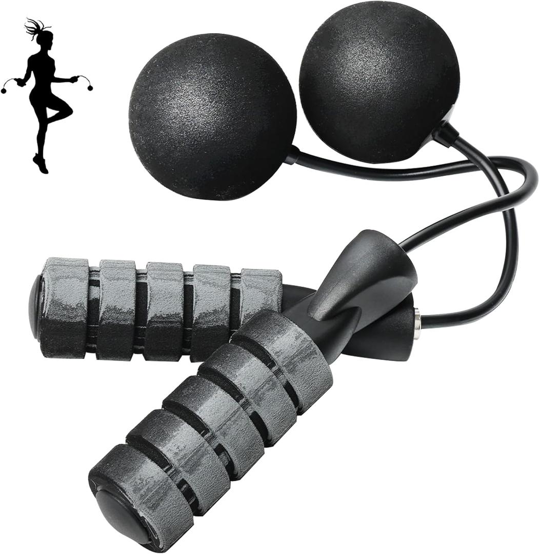 Cordless Jump Rope for Fitness with Indoor Jumping Rope Weighted Ropeless Skipping Jump Rope for Men Women Kids High-Speed Rope Skipping for Narrow Space Fit Weight Loss and General Workouts (Grey)