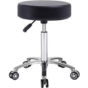 Antlu Rolling Stool Swivel Chair for Office Medical Salon Tattoo Kitchen Massage Work,Adjustable Height Hydraulic Stool with Wheels (Black) (Without foot ring)