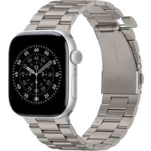 No Tool Needed Bands Compatible with Apple Watch Band 42mm 41mm 40mm 38mm for Women Men, Detachable Metal Strap for iWatch SE Series 11 10 9 8 7 6-1, (Titanium)