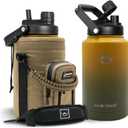 NATURE PIONEOR 1 Gallon Insulated Water Bottle - Double Vacuum Stainless Steel 128 oz Water Bottle with Holder, Wide Mouth & 2-in-1 Lid (Flip Straw & Spout), 1 Gallon Water Jug, Hiking, Camping, Gym