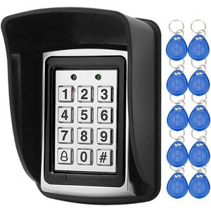LIBO Waterproof Access Control Keypad Proximity RFID Controller, Suitable for Single Door Entry System, Support 1000 Users, Including 10pcs 125KHz RFID Keyfobs with Rainproof Cover