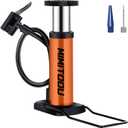 Bike Pump, Mini Bicycle Pump Portable Bike Floor Pump with Presta and Schrader Valves Aluminum Alloy Floor Bicycle Air Pump Compact Mini Bike Tire Pump, Extra Valve and Gas Needle for All Bike (Orange)