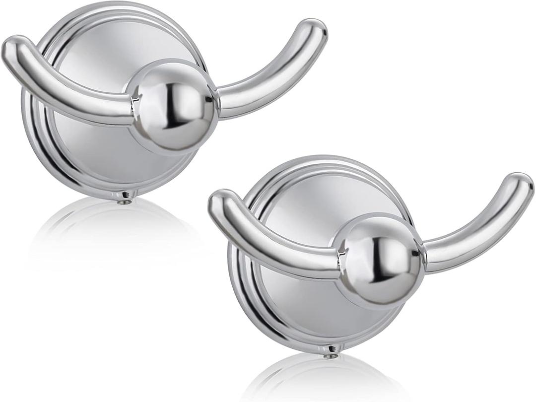 FILTA Bathroom Towel Hooks, Polished Chrome Robe & Towel Hooks for Wall Mounted, Traditional Towel and Robe Hooks for Hanging Towels, Bath Towel Holder for Shower(2 Pack)