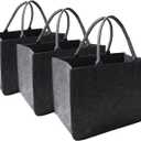 Felt Tote Bag, Large16 x12 x 10" Reusable Bags Dark Grey 3pcs Heavy Duty Grocery Tote Bag with Handles Grocery Tote Shopping Felt Bags for Grocery, Beach, Travel, Study, Gym, Gifts
