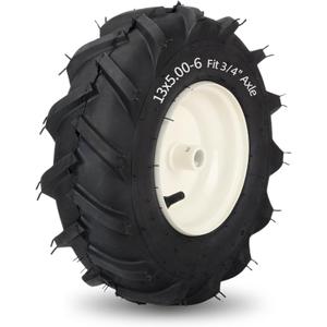 13x5.00-6" Tiller Tire and Wheel, 3/4" Axle Size, 3-1/8" Centered Hub, 13x5-6 Agriculture Super Lug Tractor & Trencher Tubeless Tire, Compatible with Craftsman & Troy-Bilt Tiller, 1 Pack