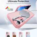 2 x ESR for iPhone 16 Case, Compatible with MagSafe, Military-Grade Protective Case, Built-in Stash Stand Phone Case, Scratch-Resistant Back Cover, Classic Series, Frosted Pink