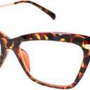 Focus Series Reading Glasses for Women - Full Rim, Polycarbonate & Metal, Includes Case, Cleaning Cloth (Leopard)