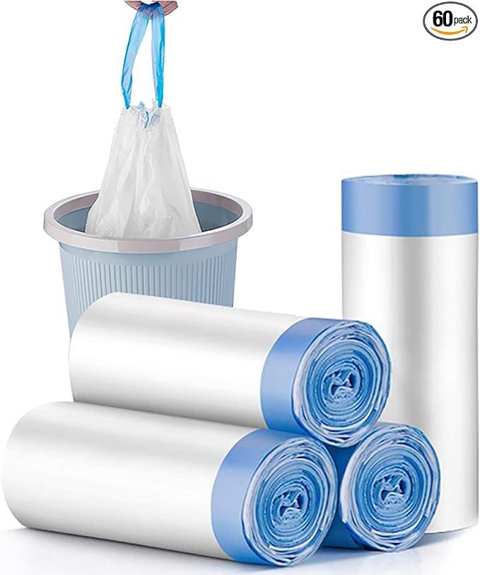 Charmount 4 Gallon Trash Bags  Drawstring small trash Bags for Bathroom, Kitchen, Bedroom, Office, 60 Count (Upgraded  Easy to Separate)…