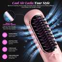 Go Brush Pro 2026, Cordless Hair Straightener Brush, Mini Hair Straightener with 3 Temperature Settings, Portable Hair Straightener Brush with MCH Heating and Ionic & Ceramic Care for Women (Pink)