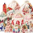 Giiffu 12 Pack Christmas Gift Bags with Drawstrings  Reusable Canvas Holiday Bags in Assorted Sizes  Fabric Santa Sacks with Gift Tags for Wrapping & Storage