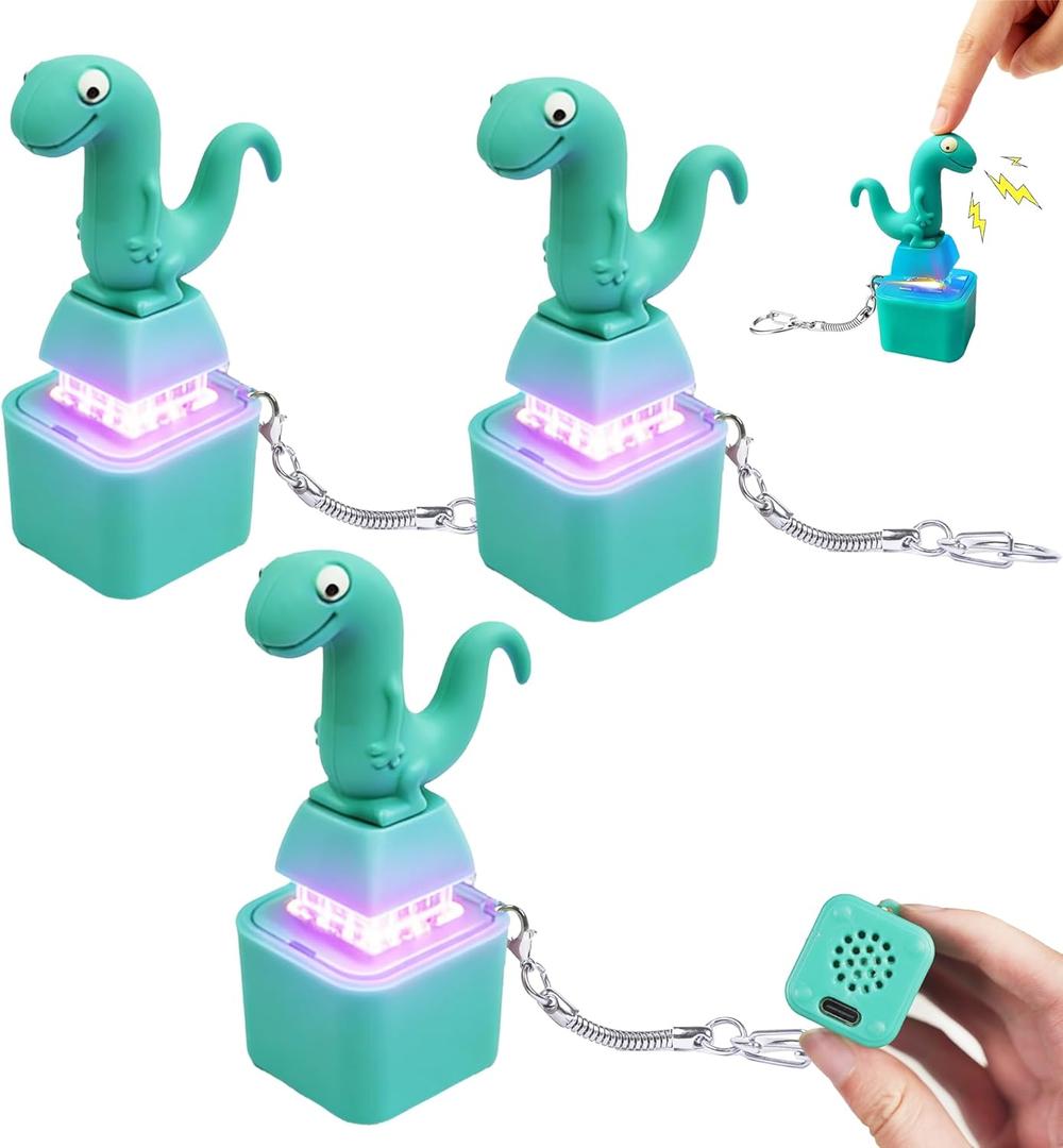 3PCS USB-C Rechargeable Lizard Button Fidget Toy, Keychain Sound Toy with Colorful Light & Real Keyboard Click, Anxiety Relief Sensory Toy for Adults & Kids, Portable Gift Set