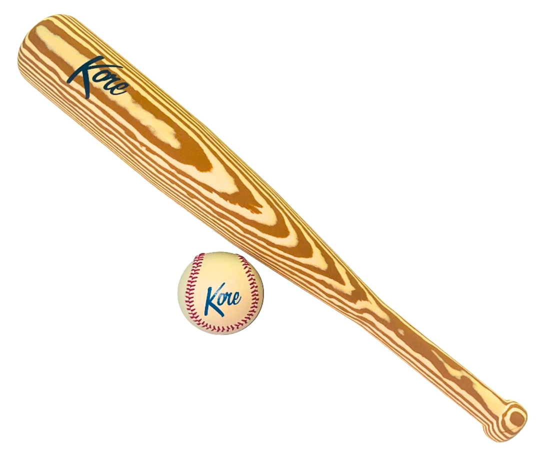 Kore Foam Baseball Bat + Kore Baseball | Foam Baseball and Bat | Great for Indoor Play or Outdoor Play | Great Gift or Stocking Stuffer, 20.5 Inches