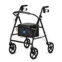 Medline Aluminum Rollator Walker, Burgundy, 300 lb. Weight Capacity, 8” Wheels, Adjustable Height Handle, Padded Seat & Backrest, Rolling Walker for Seniors and Mobility Impaired