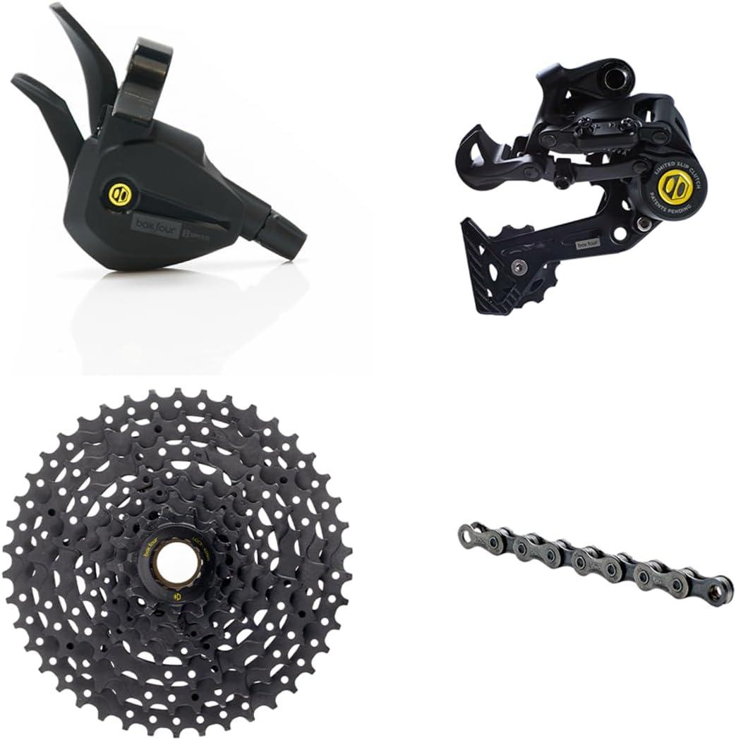 Box Four 8 Speed Multi Shift Non E-Bike and Single Shift E-Bike Cycling Groupset with Rear Derailleur, Shifters, Cassette, Chain, Shift Housing Kit Components Mountain Bike Drivetrain Upgrade